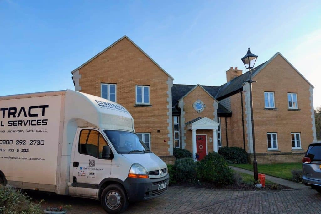 Our removals van sitting outside a house whilst we move things inside the house.